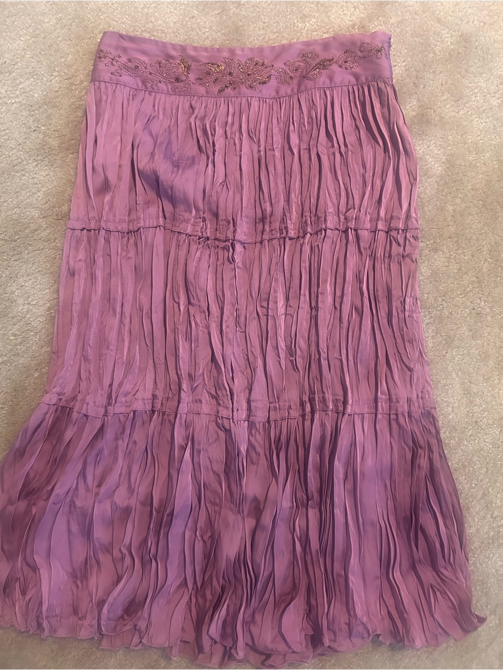 Women's purple Tiered Crinkle Maxi Skirt y2k
